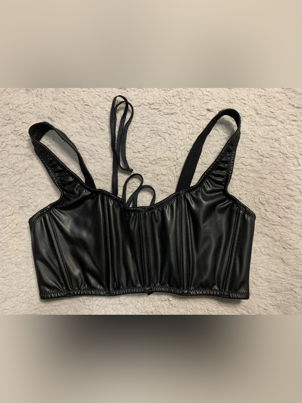 Victoria's Secret Black Faux Leather Camisole Bralette